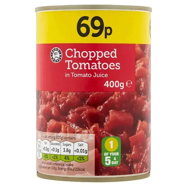 Euro Shopper Chopped Tomatoes in Tomato Juice 400g (Case of 12) Adomoo