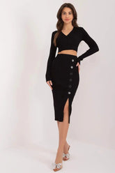 Factory Price long-sleeved sweater and midi skirt Adomoo