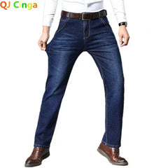 Luxury European-American Style Men's Stretch Jeans – Slim Straight Denim (Size 28-38)  Adomoo