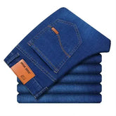 Luxury European-American Style Men's Stretch Jeans – Slim Straight Denim (Size 28-38) Adomoo