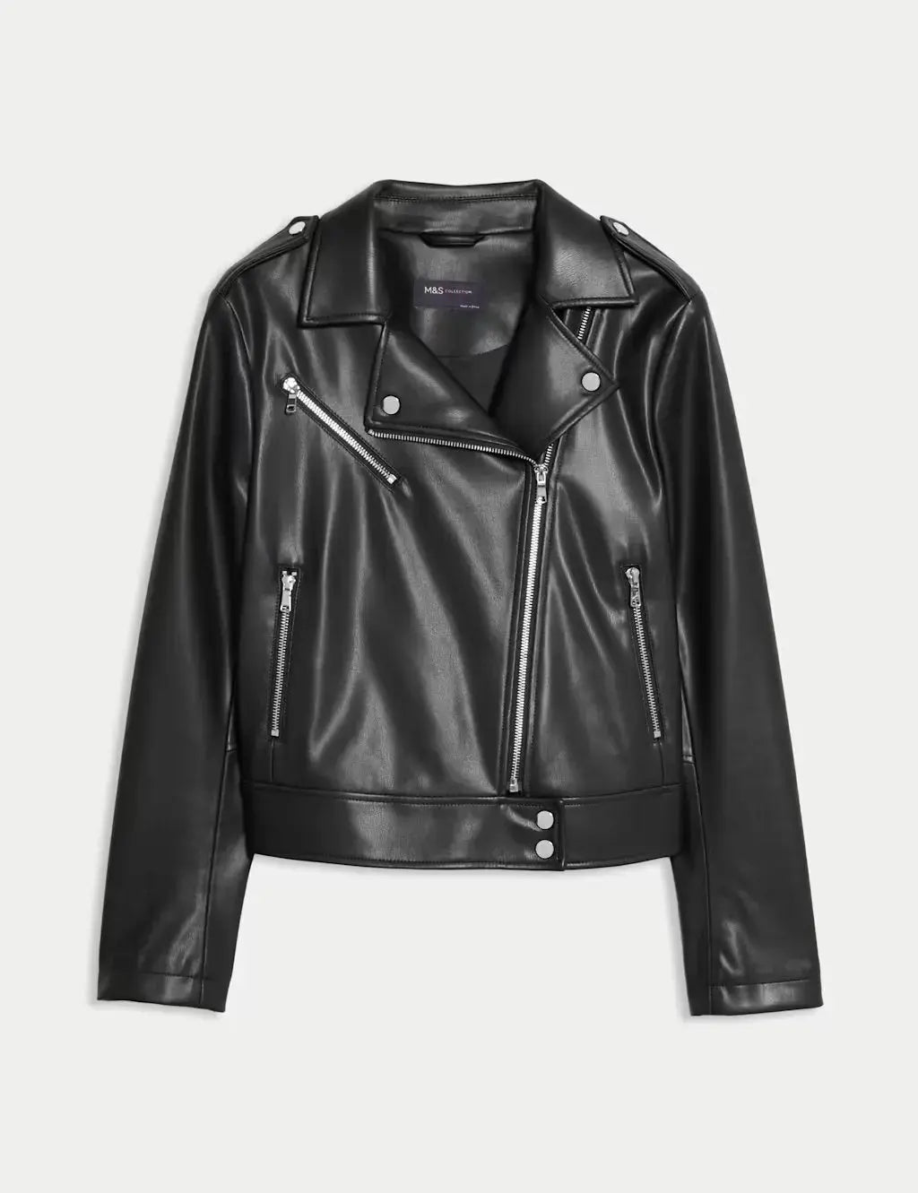 Faux Leather Biker Jacket  Adomoo