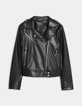 Faux Leather Biker Jacket Adomoo