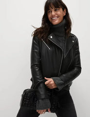 Faux Leather Biker Jacket  Adomoo