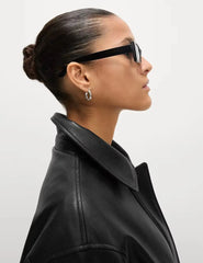 Faux Leather Relaxed Fit Jacket Adomoo