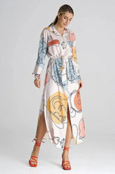 Figl Maxi Shirt Daydress with Collar Adomoo