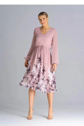 Figl flared cut, long sleeves dress  Adomoo
