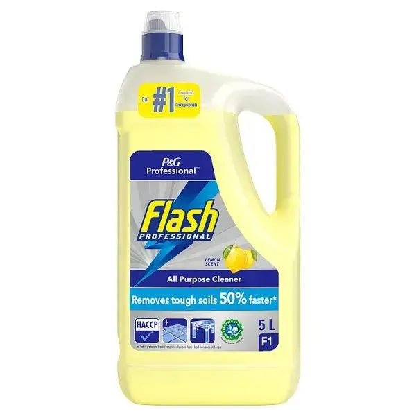 Flash Professional All Purpose Cleaner Lemon 5L, Removes tough soils 50% faster (Case of 2)  Adomoo
