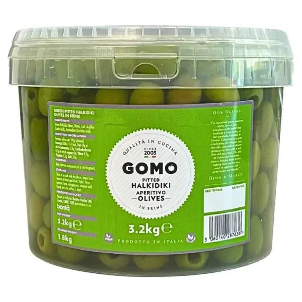 Gomo Pitted Halkidiki Aperitivo Olives in Brine 3.2kg  Adomoo