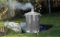 Heavy Duty Galvanised Metal Fire Burning Incinerator Bins With Lids & Handles  Adomoo