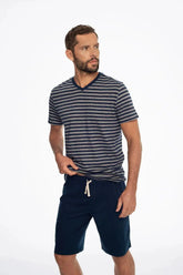 Henderson short-sleeved shirt with stripes Men's pajamas Adomoo