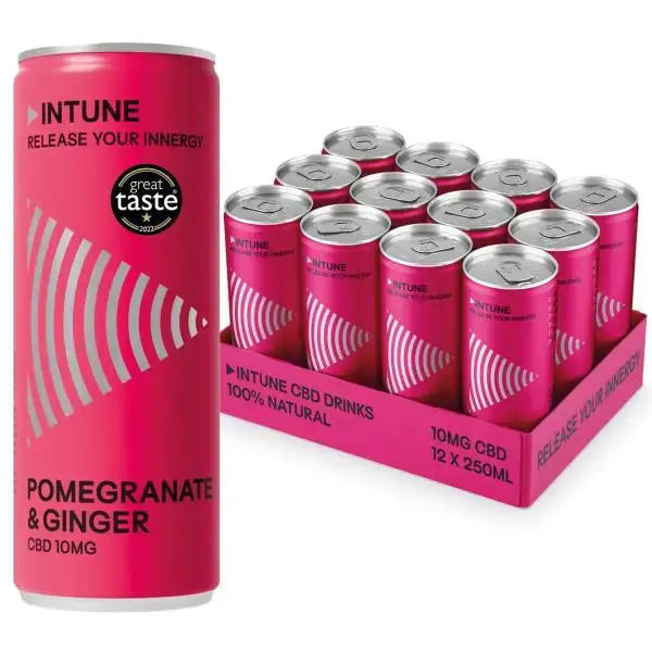 INTUNE CBD Pomegranate & Ginger CBD Drink 12 x 250ml Cans  Adomoo