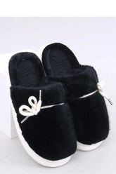 Inello Women's fur slippers with a bow  Adomoo
