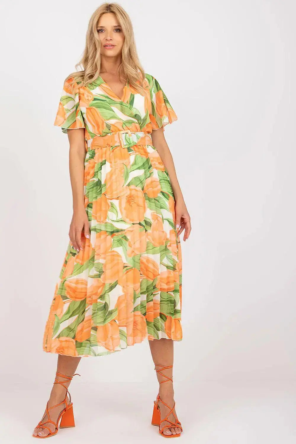 Italy Moda summer daydress with short sleeves in the form of frills  Adomoo