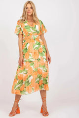 Italy Moda summer daydress with short sleeves in the form of frills  Adomoo