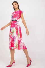 Italy Moda summer dress with short sleeves, round neckline, flared bottom  Adomoo