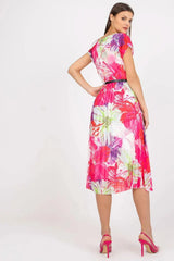 Italy Moda summer dress with short sleeves, round neckline, flared bottom  Adomoo