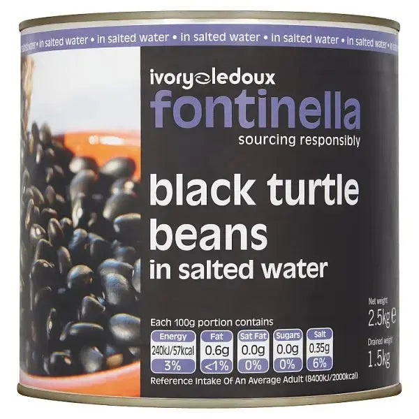 Ivorys Ledoux Fontinella Black Turtle Beans in Salted Water 2.5kg  Adomoo