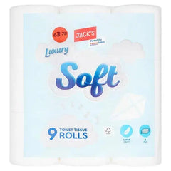 Jack's Luxury Soft Toilet Tissue 9 Rolls (Case of 5) Adomoo