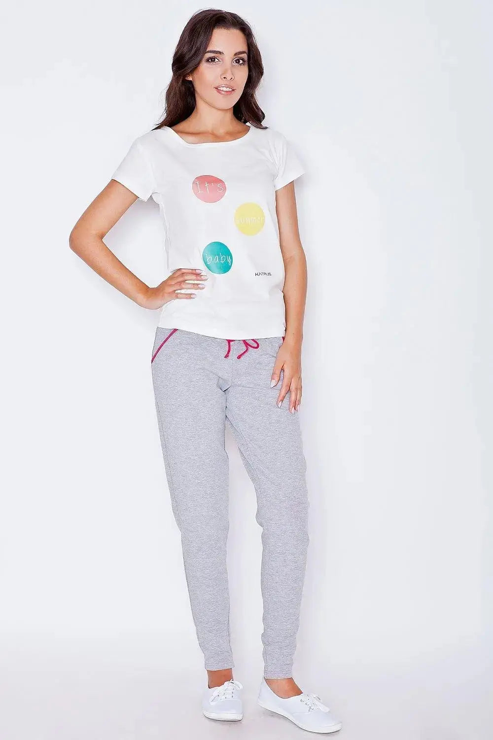 Katrus gray cotton sweatpant with tapered legs  Adomoo