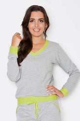 Katrus grey cotton sweatshirt with long sleeves  Adomoo