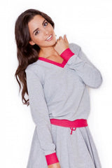 Katrus grey cotton sweatshirt with long sleeves  Adomoo