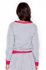 Katrus grey cotton sweatshirt with long sleeves  Adomoo