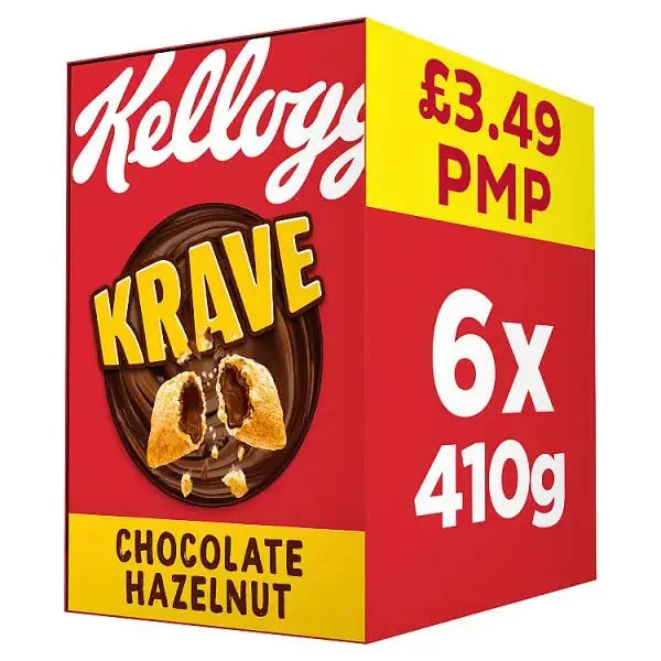 Kellogg's Krave Chocolate Hazelnut Breakfast Cereal 6 x 410g (Case of 6) Adomoo