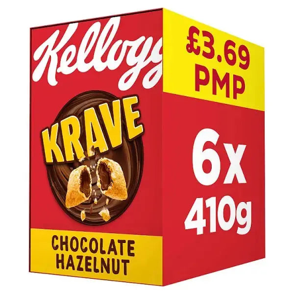 Kellogg's Krave Chocolate Hazelnut Breakfast Cereal 6x410g (Case of 6) Adomoo