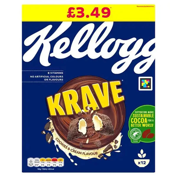 Kellogg's Krave Cookies & Cream Breakfast Cereal 6 x 375g (Case of 6) Adomoo