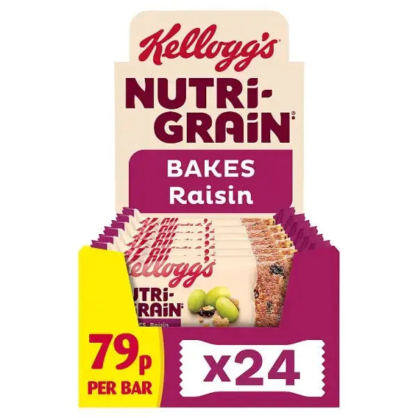 Kellogg's Nutri-grain Bakes Raisin Snack Bar 24 x 45g (Case of 24) Adomoo