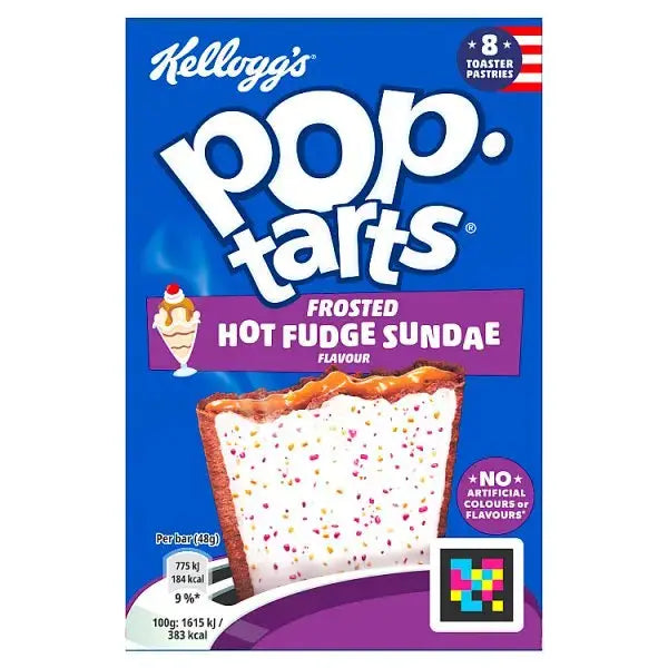 Kellogg's Pop-Tarts Frosted Hot Fudge Sundae Flavour Pastry Snack Slices 8x48g (Case of 6) Adomoo