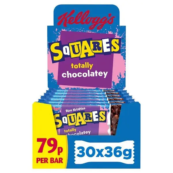 Kellogg's Rice Krispies Squares Chocolate Snack Bar 30 x 36g (Case of 30) Adomoo