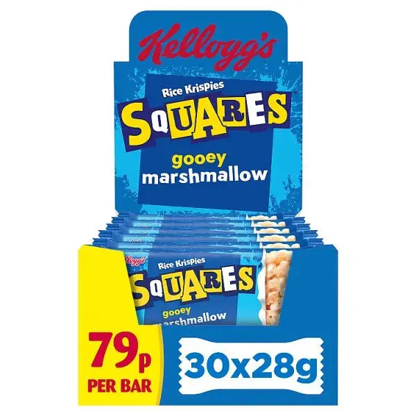 Kellogg's Rice Krispies Squares Marshmallow Snack Bar 30 x 28g (Case of 30) Adomoo