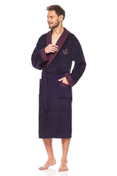 L&L collection burgundy colour men's bathrobe Adomoo