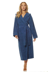 L&L collection navy blue color long bathrobe Adomoo