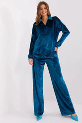 Lakerta stylish velour long-sleeve blouse with pants  Adomoo