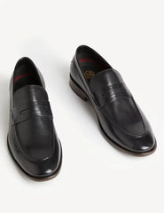 Leather Saddle Slip-On Loafers Adomoo