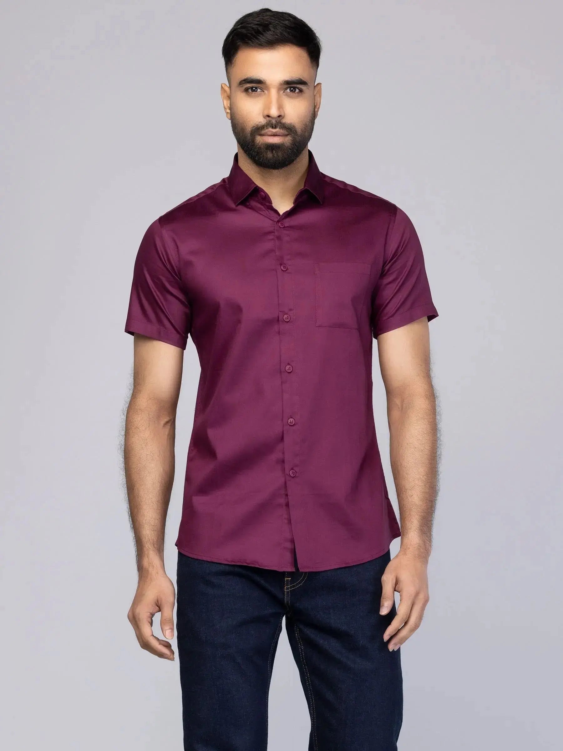 Light Plum Cotton Fitted Shirt For Mens  Adomoo