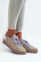 Maciejka Women’s Leather Half-Shoes – Elegant Design with Plaid Detail  Adomoo