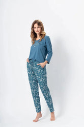 M-Max sea green color blouse and pants womens pajamas Adomoo