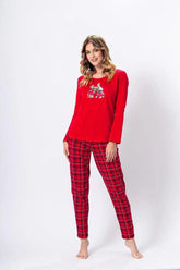 M-Max sleeved shirt and patterned pants womens pajamas Adomoo