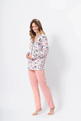 M-Max unbuttoned long pants and t-shirt womens pajamas  Adomoo