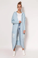 MKM Soft sweater coatwith long sleeves, hood, and pockets  Adomoo