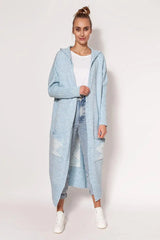 MKM Soft sweater coatwith long sleeves, hood, and pockets  Adomoo