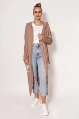 MKM Soft sweater coatwith long sleeves, hood, and pockets  Adomoo