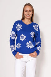 MKM simple cut flowers printed sweater  Adomoo