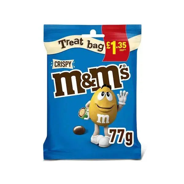 M&M's Crispy Milk Chocolate Bites Treat Bag 77g (Case of 16)  Adomoo