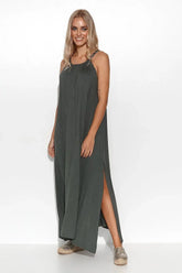 Makadamia beautiful viscose long dress  Adomoo