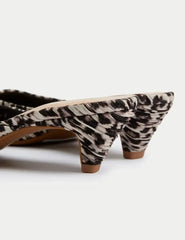Marks and Spencer Leopard Print Slip On Kitten Heel Mules  Adomoo
