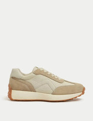 Marks and Spencer Leather Lace Up Side Detail Trainers  Adomoo